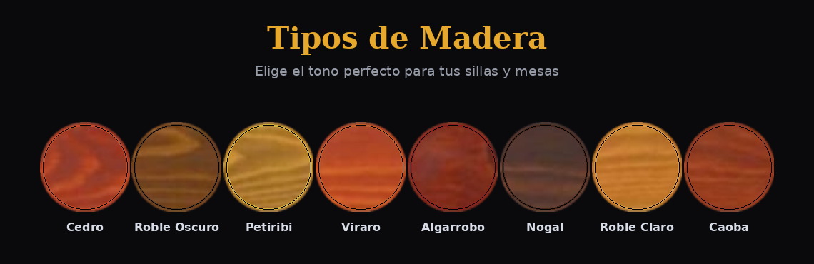Tipos de madera disponibles